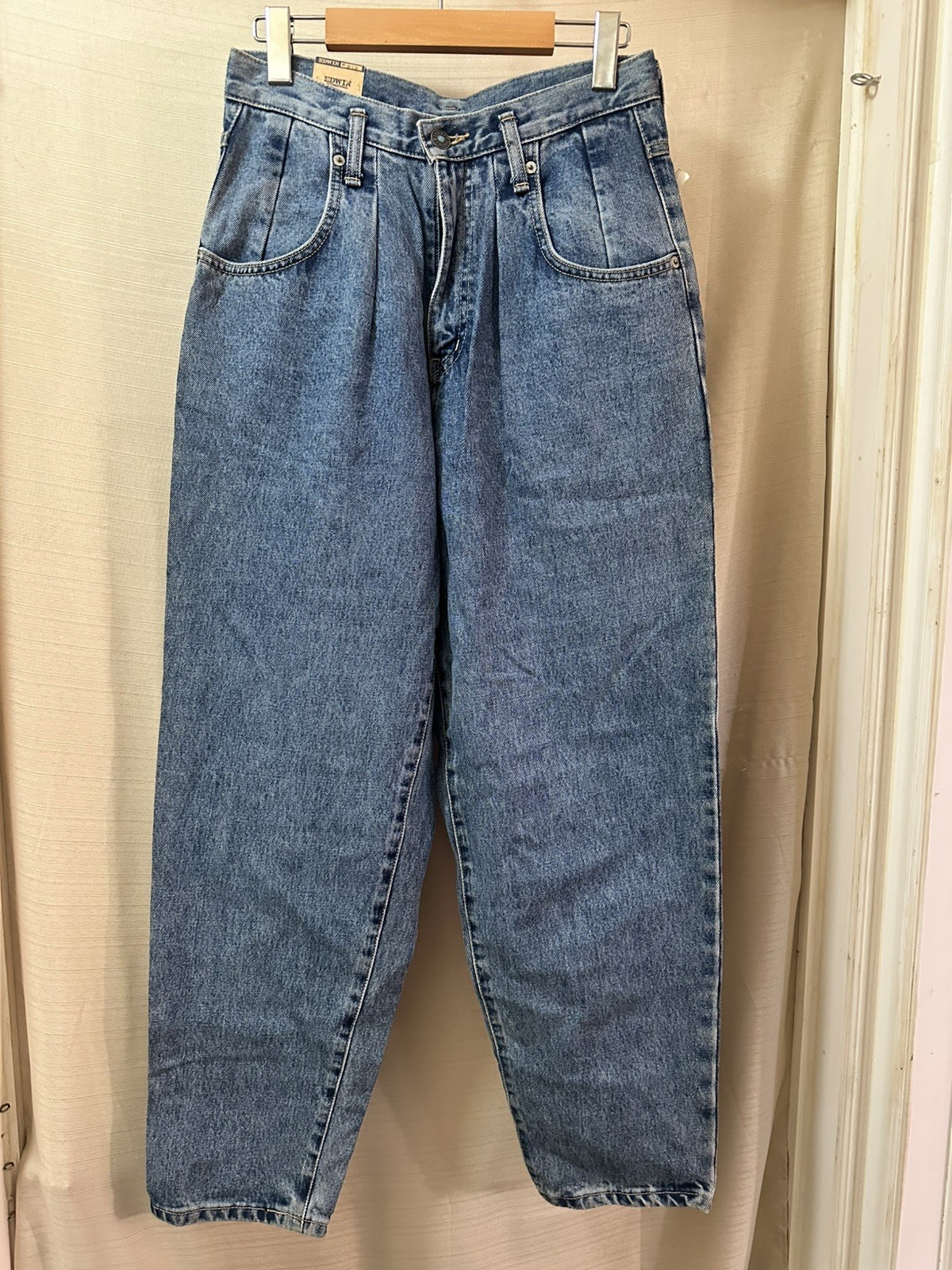 Vintage Edwin French Baggy Jeans Deadstock NWT High Rise Pleated Denim 28×30