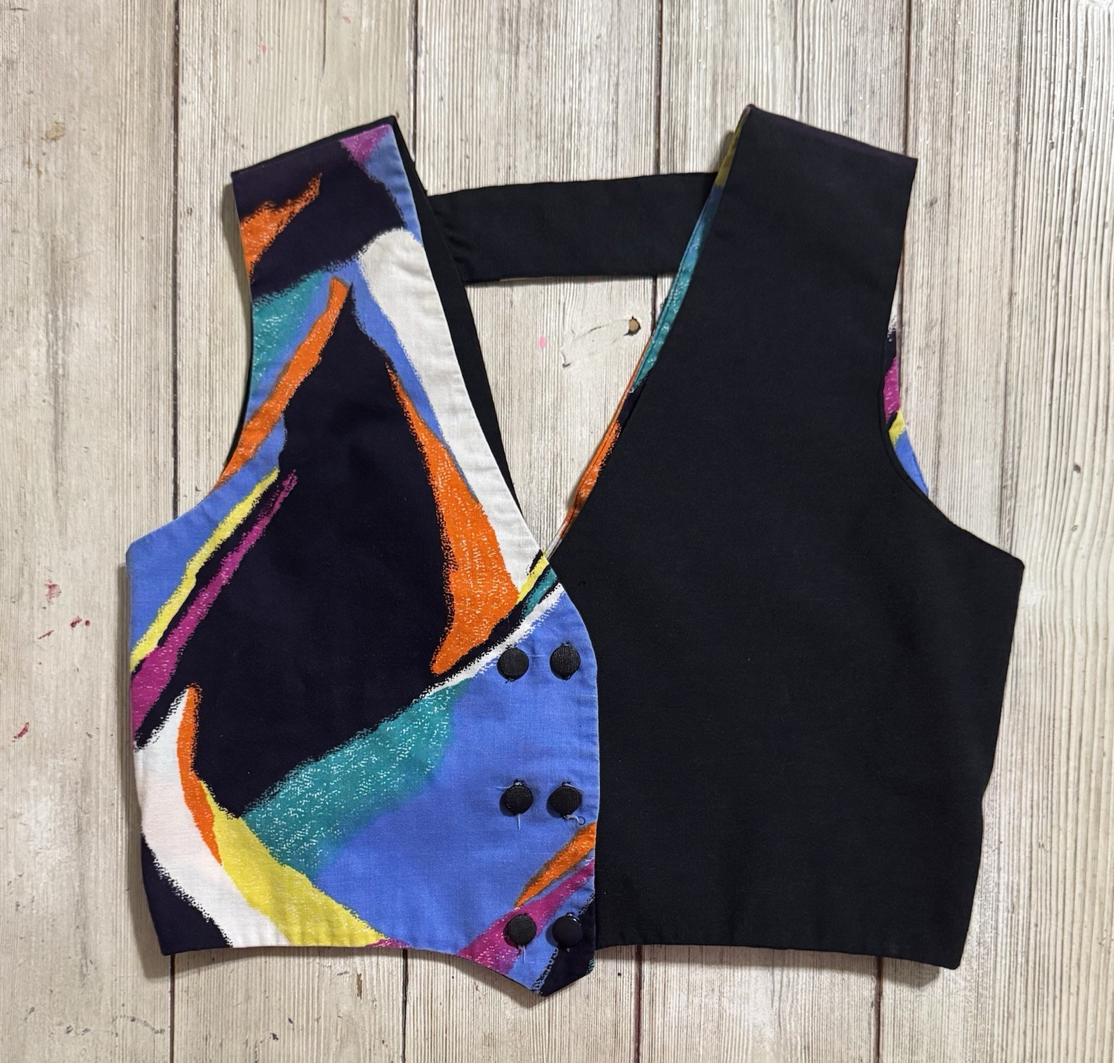 80s 90s Vintage Colorful Funky Dress & Vest Set By Jenni Size 3/4 Juniors XS S