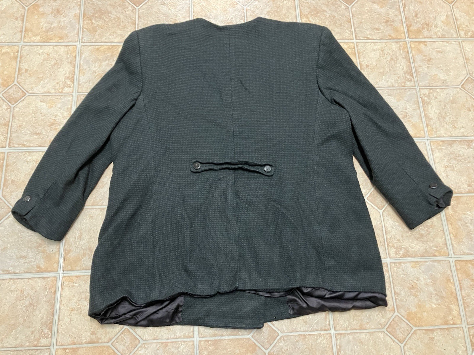 Rena Rowan for Saville Black Green Plaid Wool Blend Double Breasted Blazer 22W
