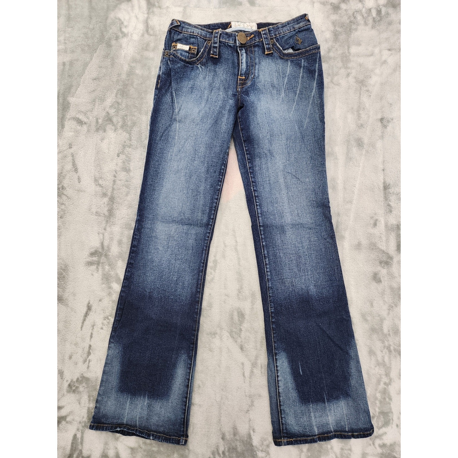 Vintage Y2K Baby Phat Jeans Womens 9 Juniors Blue Faded Low Rise Flare Stretch