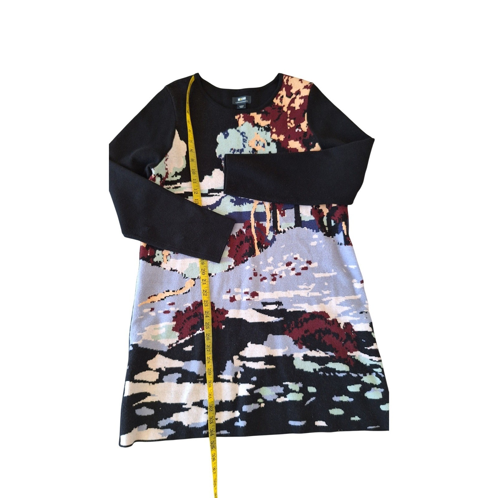 Anthropologie Maeve Scenic Mini Sweater Dress Size L Knit Bohemian Mini