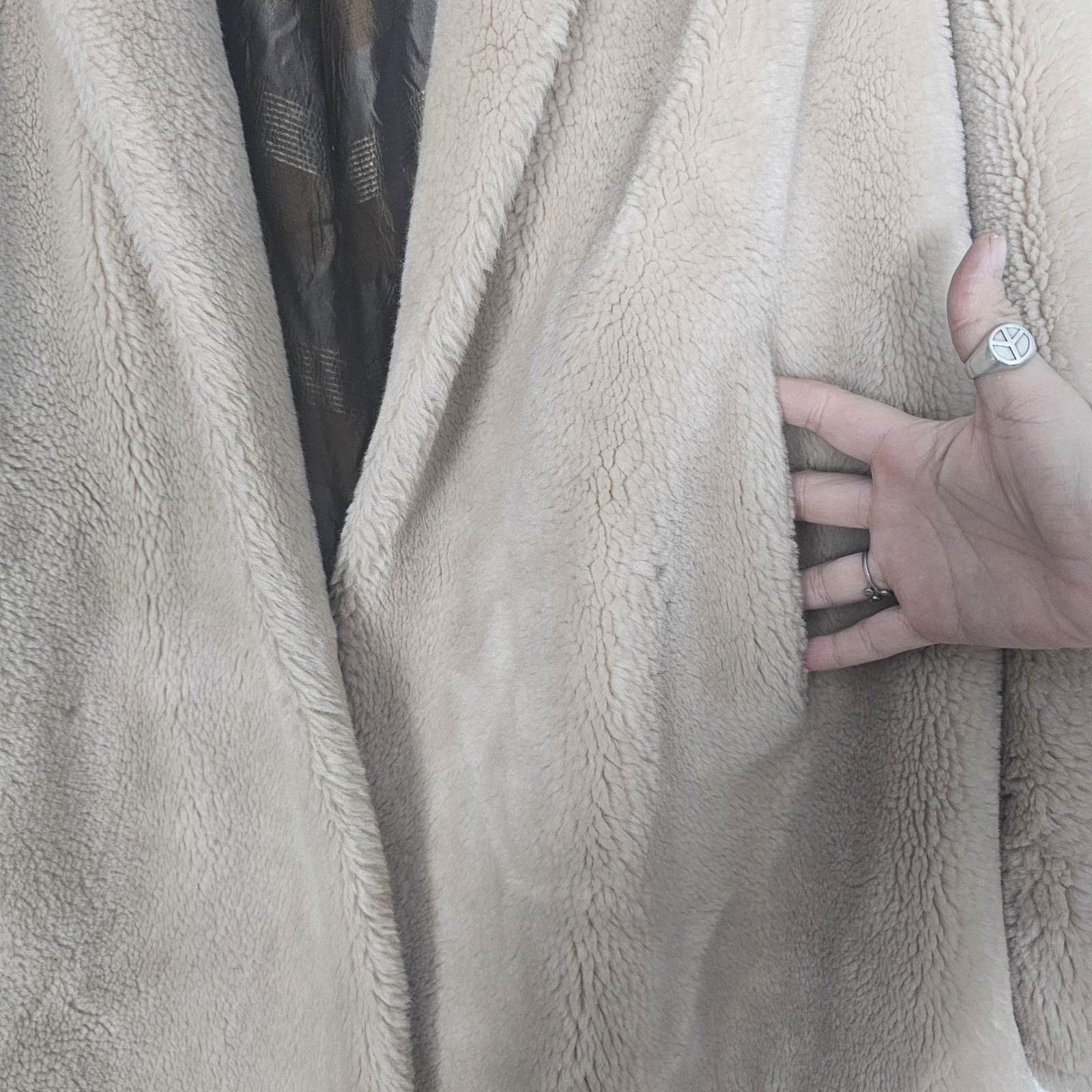 Vintage 1950s Imperial O’llegro by Sportowne Cream Faux Fur Coat Size M