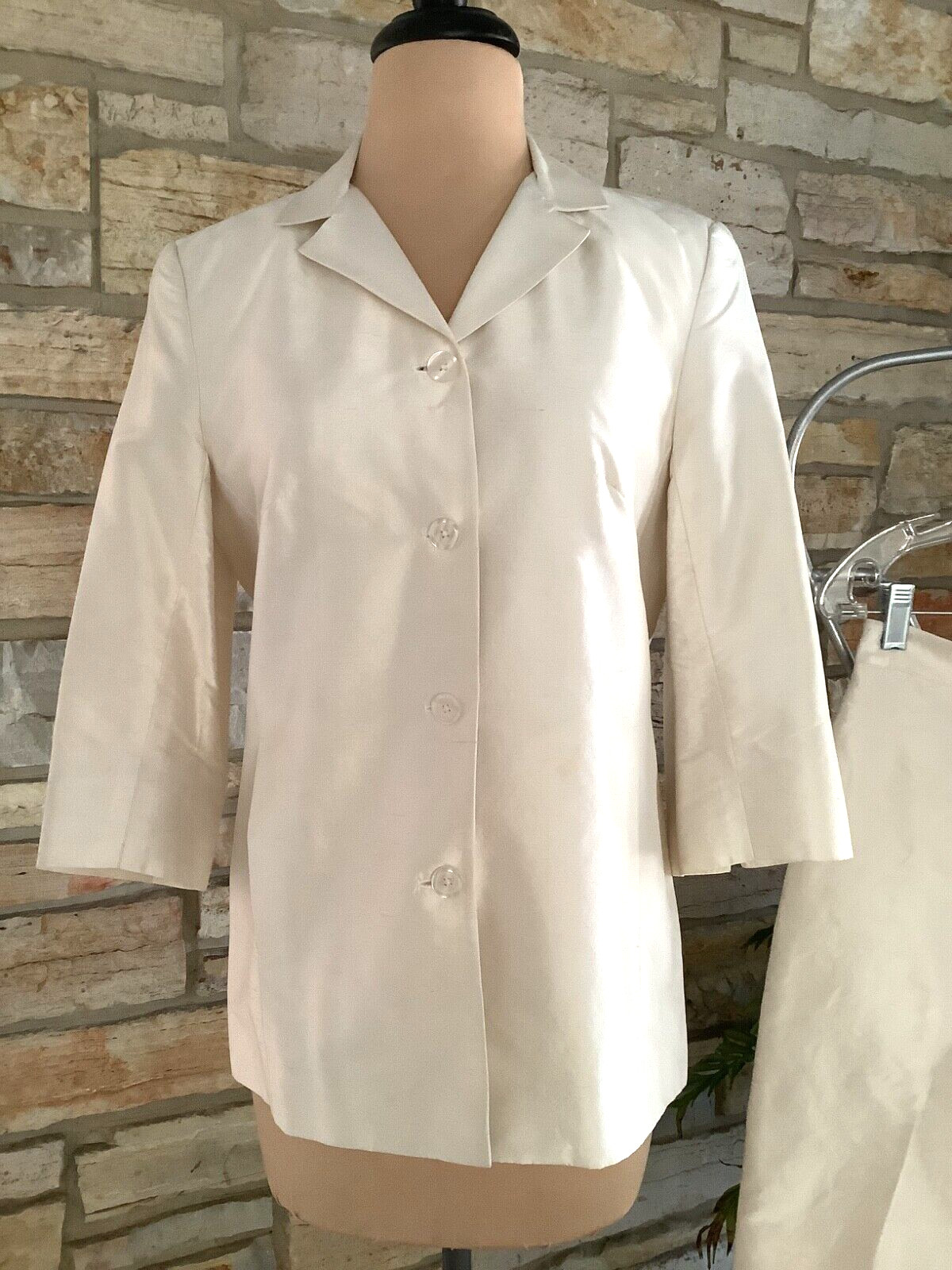 Vintage Field Manor Silk 3/4 Sleeve Jacket 4 Relaxed Tapered Leg Pants 8 Set