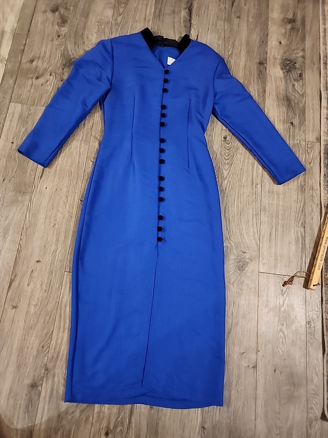 Vintage Scarlett Blazer Dress 1980s Shoulder Pads Velvet Collar 19″ Chest Sz M L