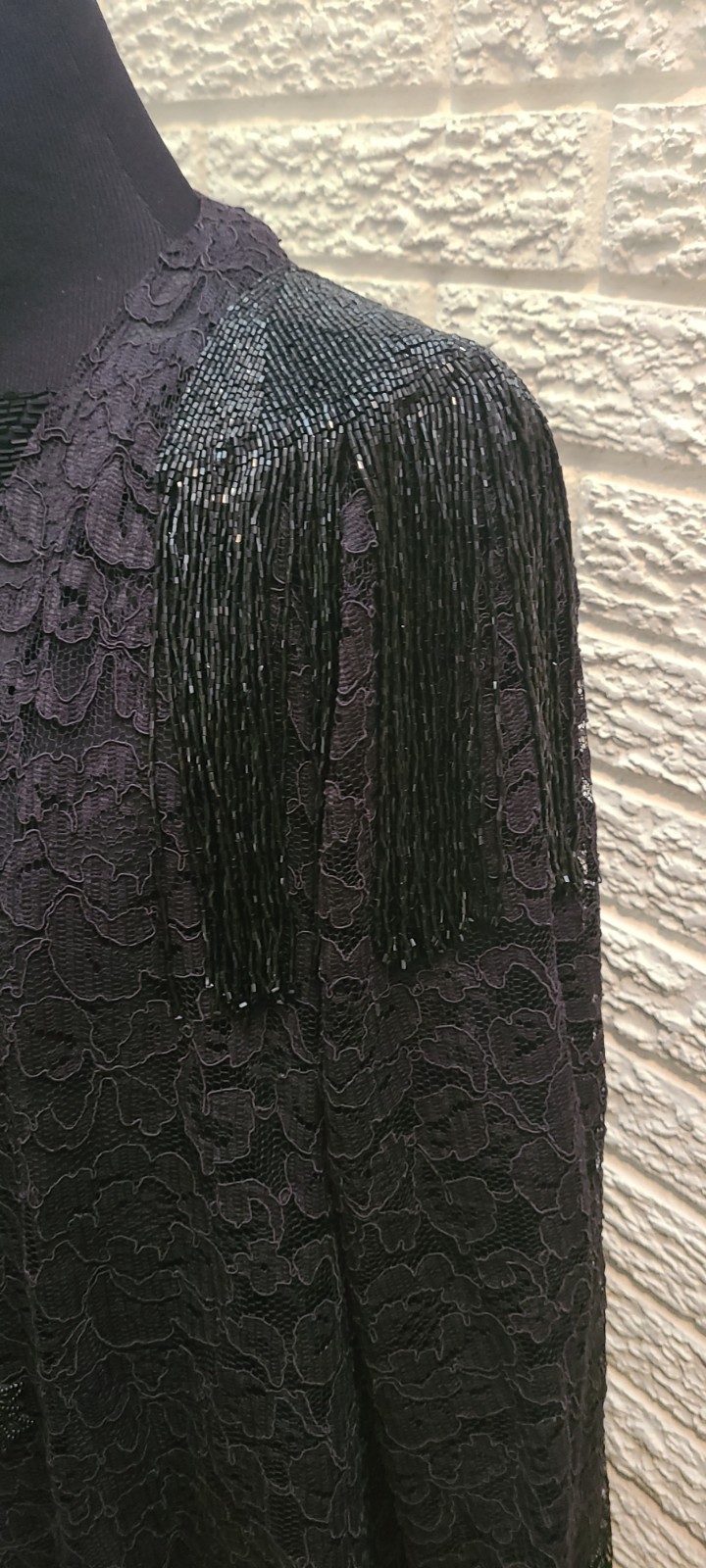 Chez California Vintage Black Lace Sequin Formal Jacket & Dress Set sz 24/54