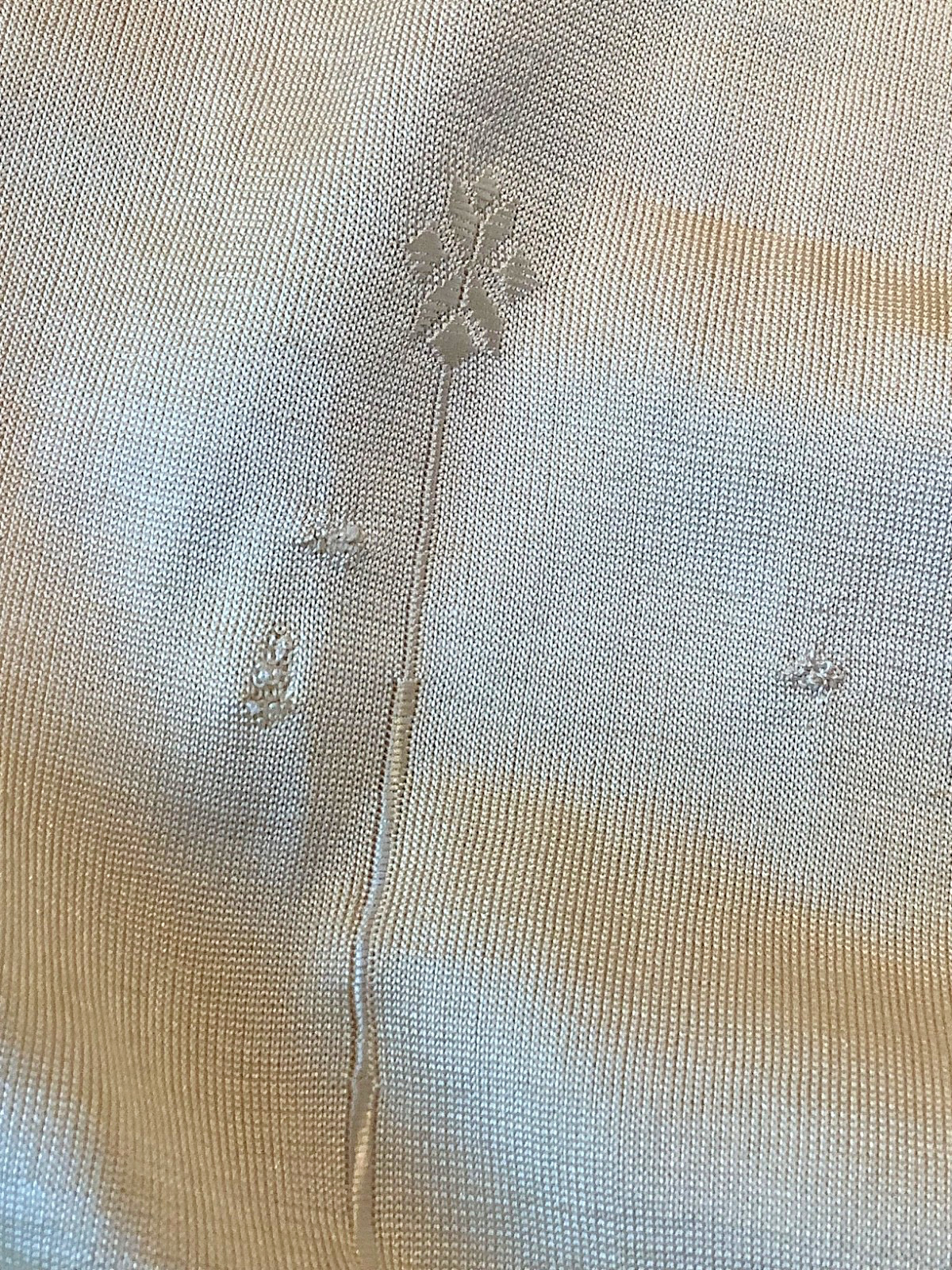 Antique silk Victorian knit Stockings ivory 10 hand sewn Monogram lisle France