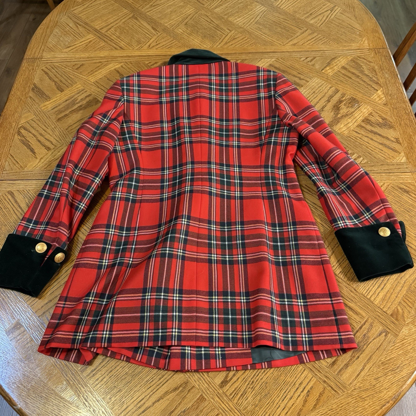 Vintage 80’s Mondi Red Tartan Set Long Blazer Size 38 Skirt Sz 40 Punk Academia