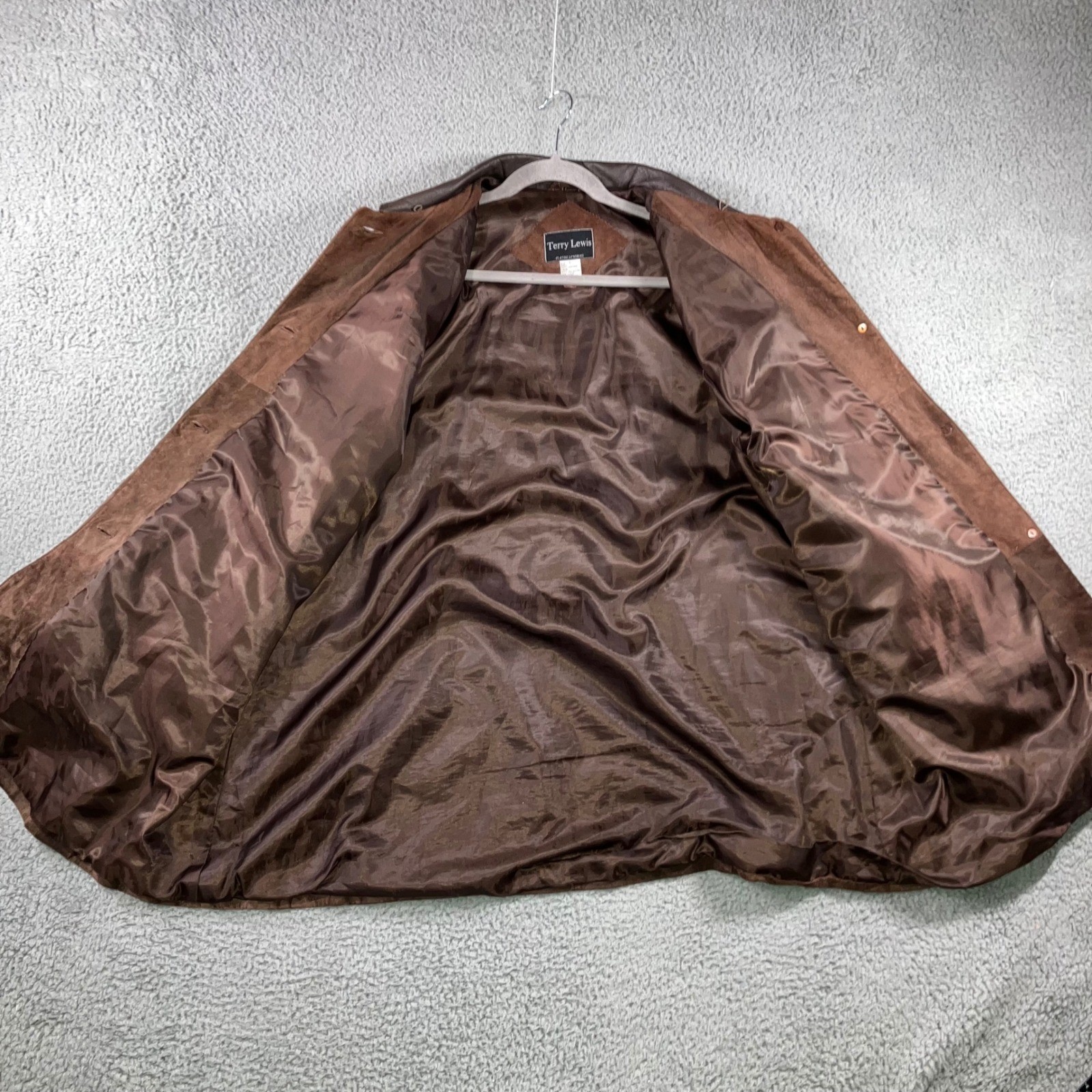 VTG Terry Lewis Leather Suede Jacket Women L Button Front Relaxed Chore Classic