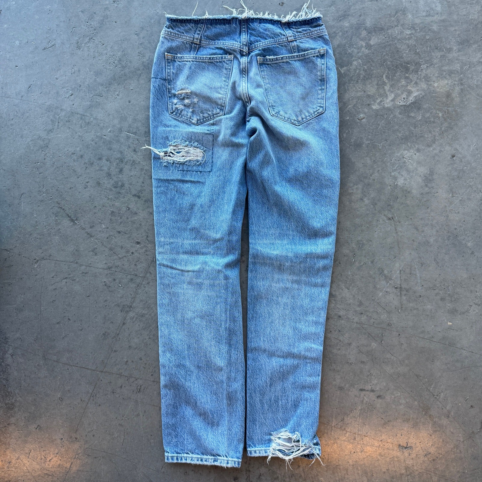 Vintage Y2K We The Free People Low Rise Distressed Straight Leg Cotton Jeans 24