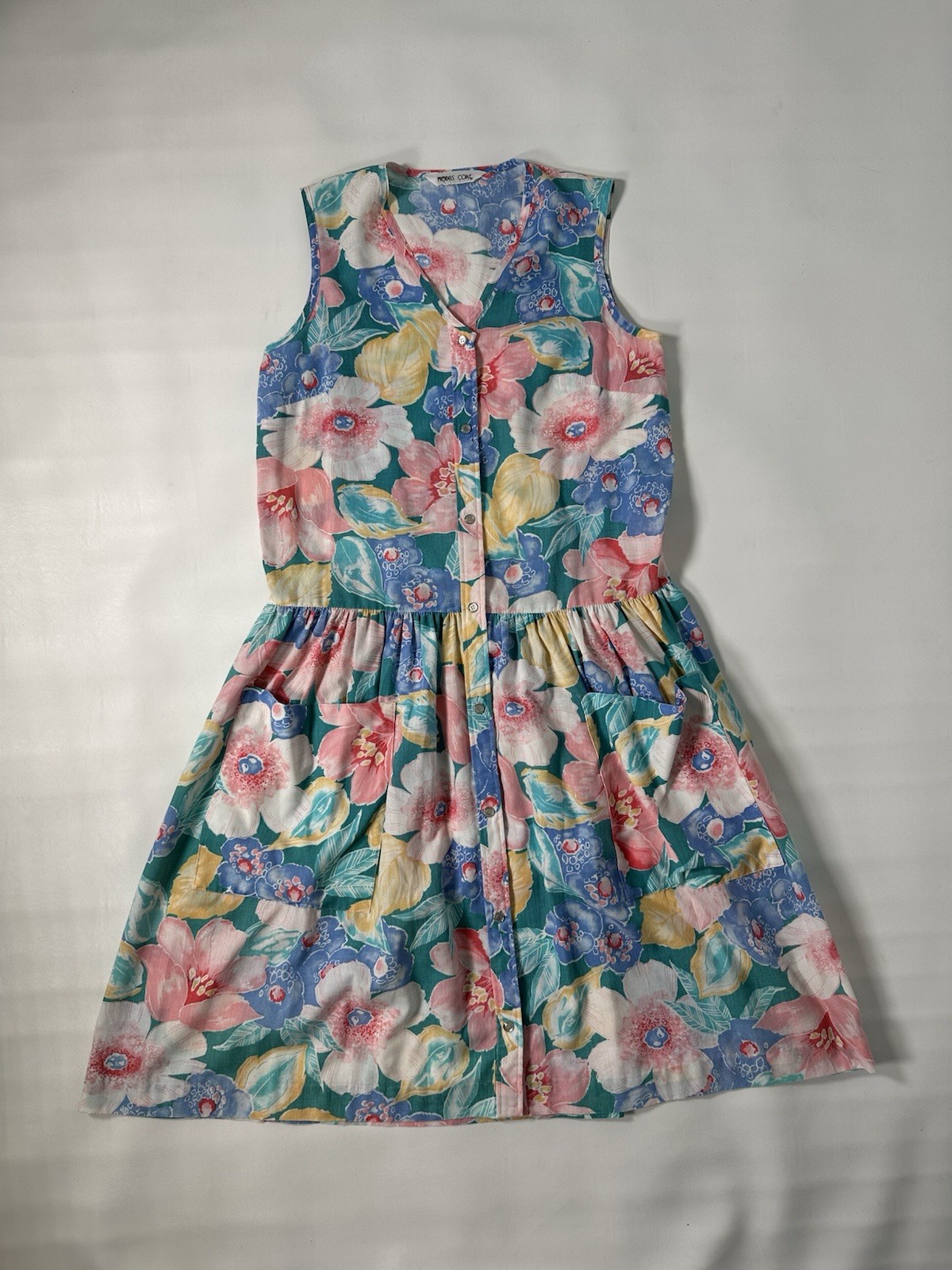 Models Coats Vintage Midi House Dress Size M Multi Color Floral Sleeveless Dress