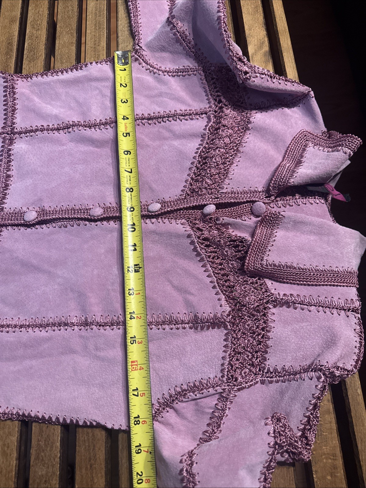 Vintage IDI by Matthew Mauve Pink Suede Leather Crochet Patchwork Jacket Size S