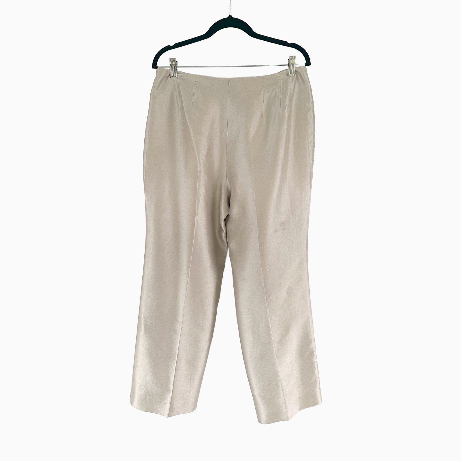 Vintage Talbots Pure Silk Champagne Pants 14P Side Zip Y2K 90s Luxury Old Money