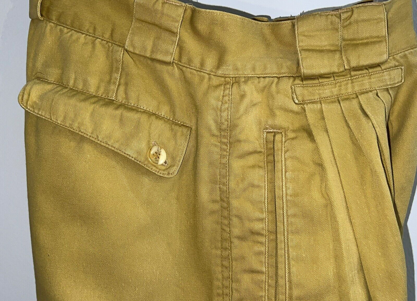 Vtg Code Zero Pleated Pants Mustard Yellow Tag Sz. 27 x 31 – Measure 25.5 x 29.5