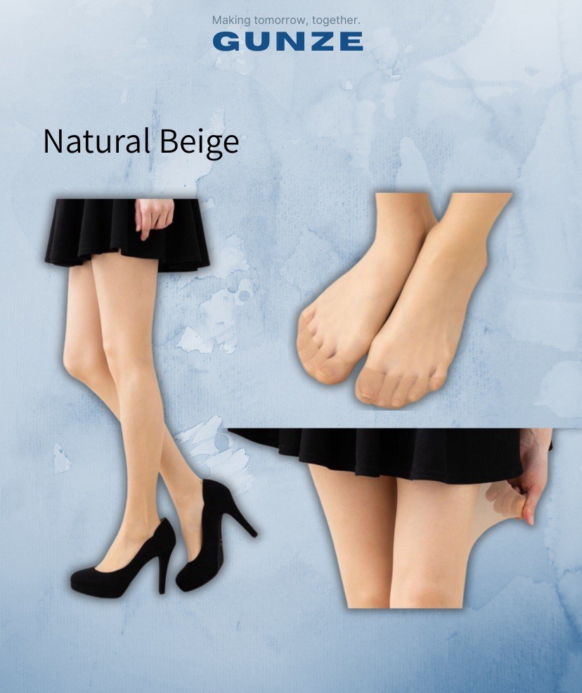 GUNZE SABRINA 3-Pairs Beautiful Sheer Finish Stockings L-LL 389 Natural Beige