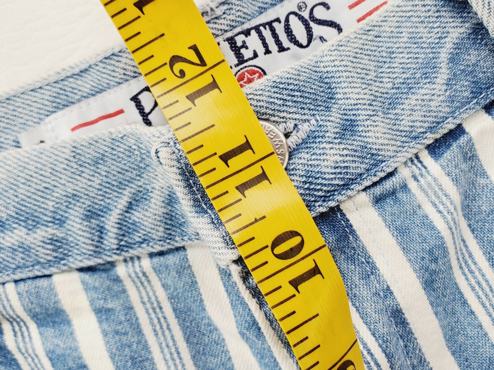 Vintage NWT 90s Blue White Stripe Palmettos High Waisted Mom Shorts Junior 11 B