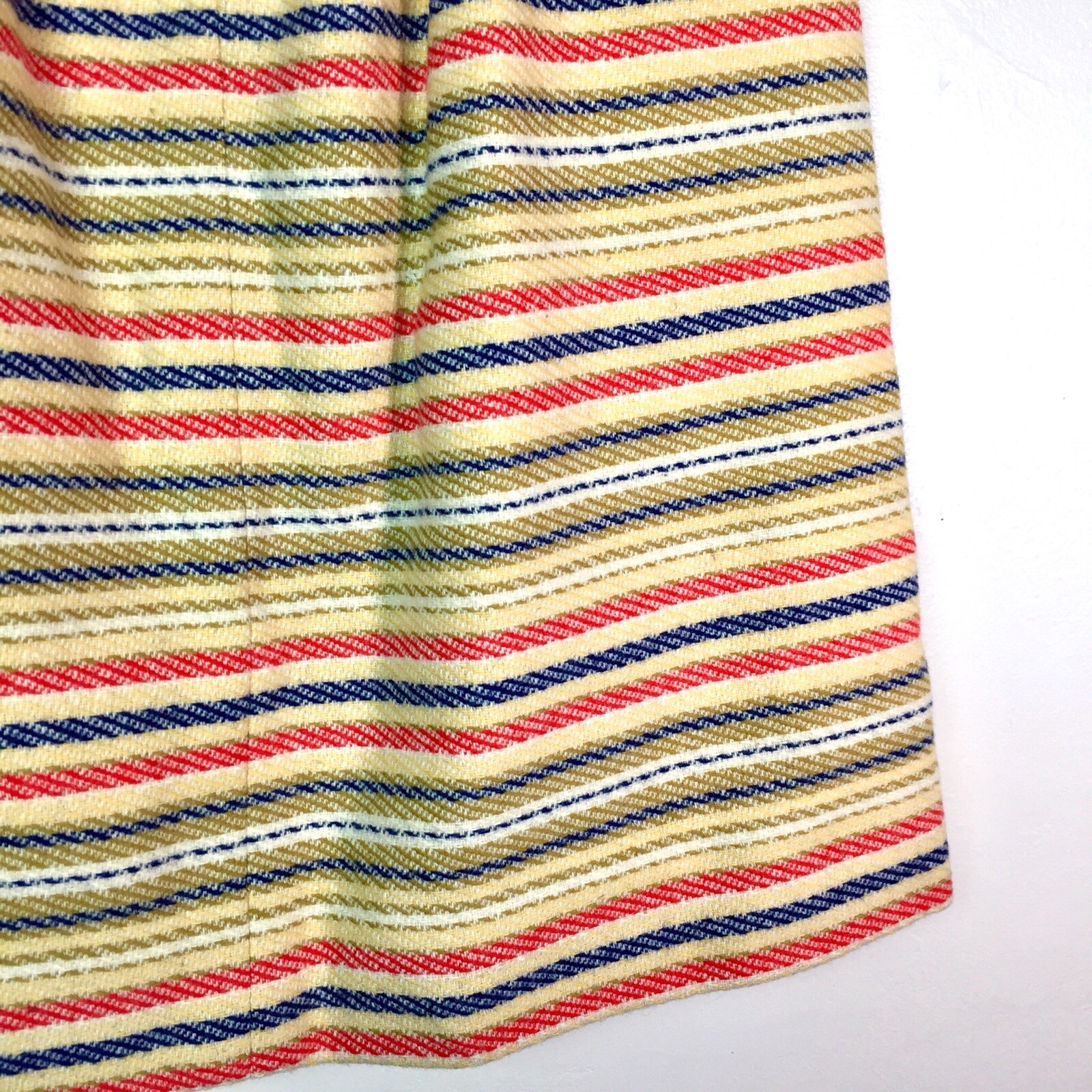 Majestic High Waist Pencil Skirt 1960’s Union Striped Wool Yellow Blue XS / 25