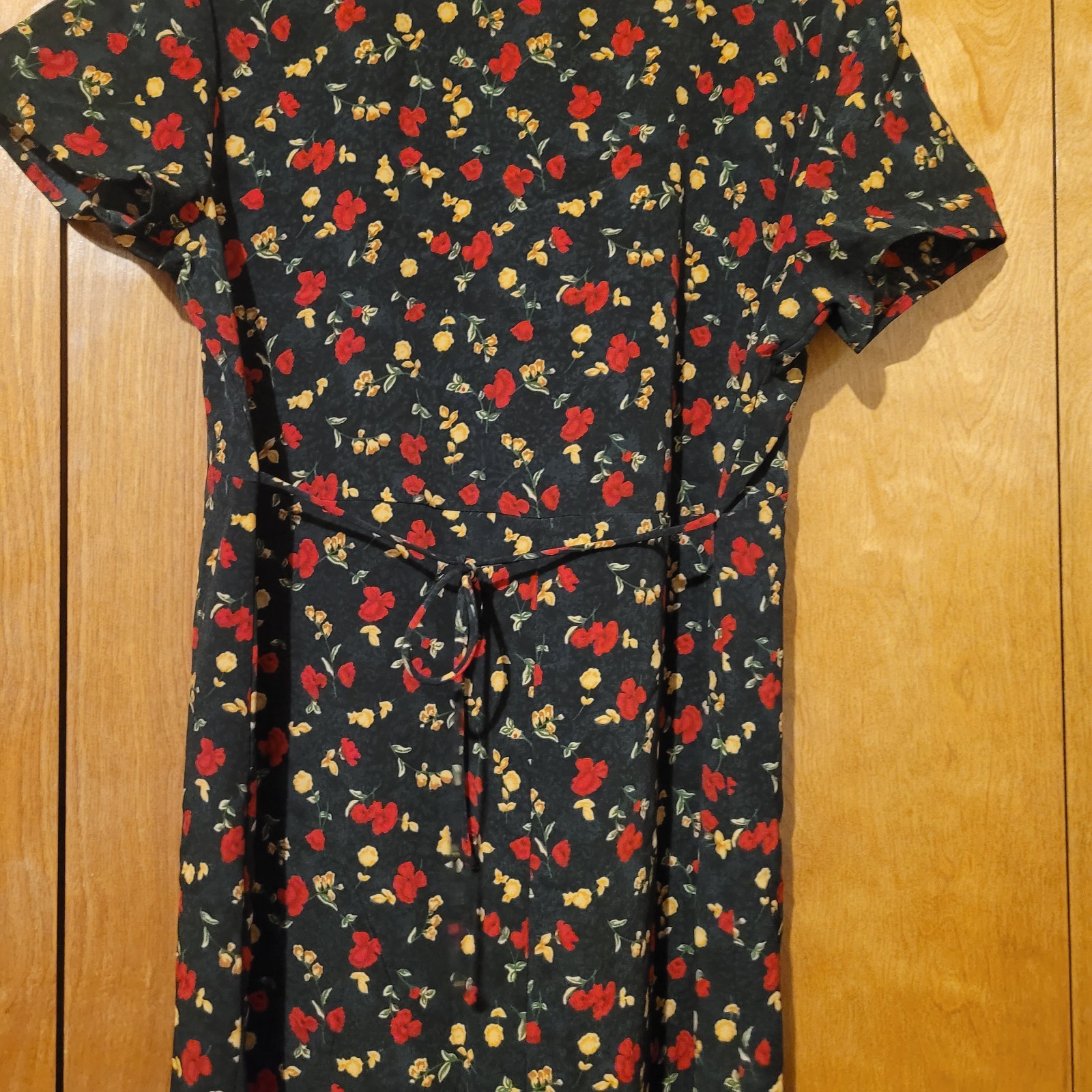 Vtg 90s Timeless Tickets Clothing Floral Dress Tie Waist Maxi Grunge Sz Large