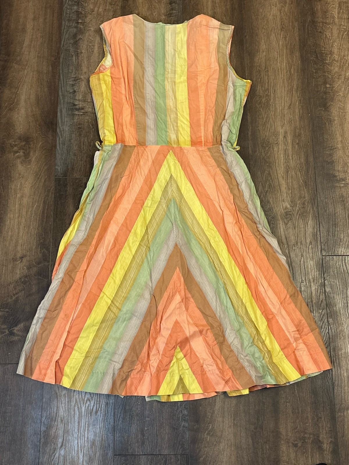 Vtg Penney’s Brentwood Striped Day Dress Women’s Medium Button Sleeveless 60s