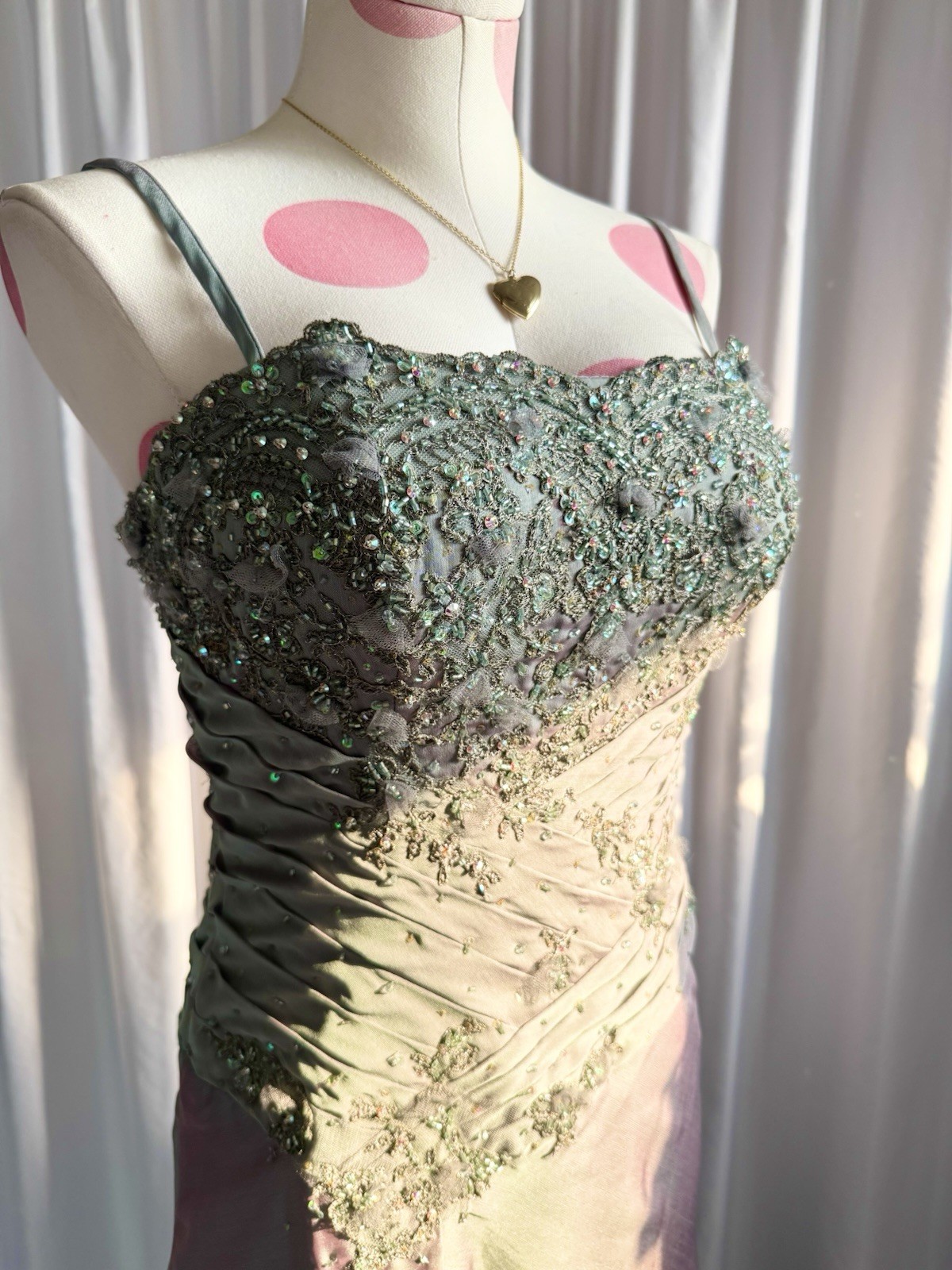 Vintage Y2K Blue Fairy Beaded Sequin Ruffle Layered Princess Formal Gown Dress 6