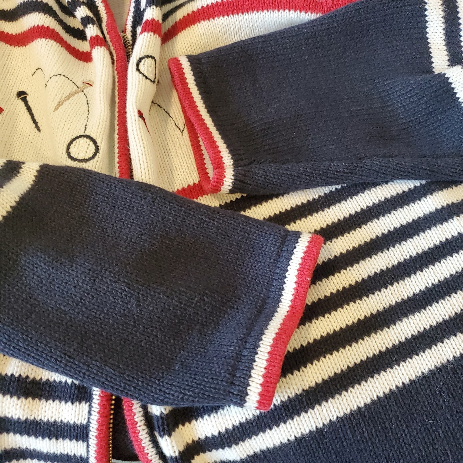 90s M Novelty Golf Tee Zipup Cardigan Sweater Preppy Striped Navy Country Club