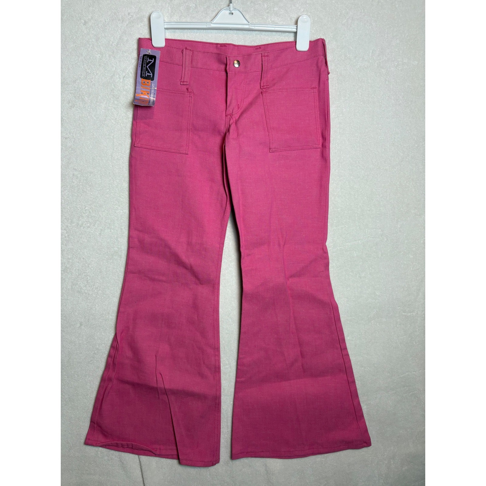 Vintage Maverick Pink Bell Bottom Rigid Jeans 70s USA Junior 13 33″ waist