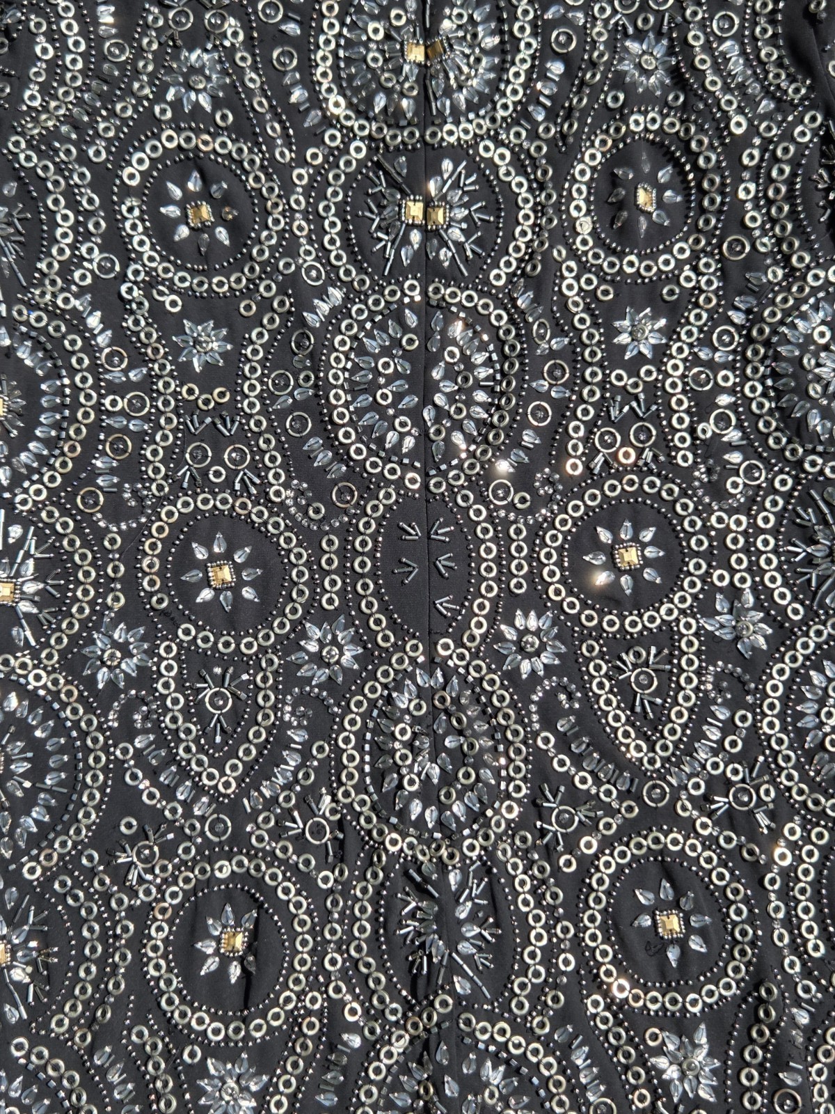 🍾Vintage Heavily Beaded Black Evening Dress Rhinestone Sequin Party Cocktail🍾