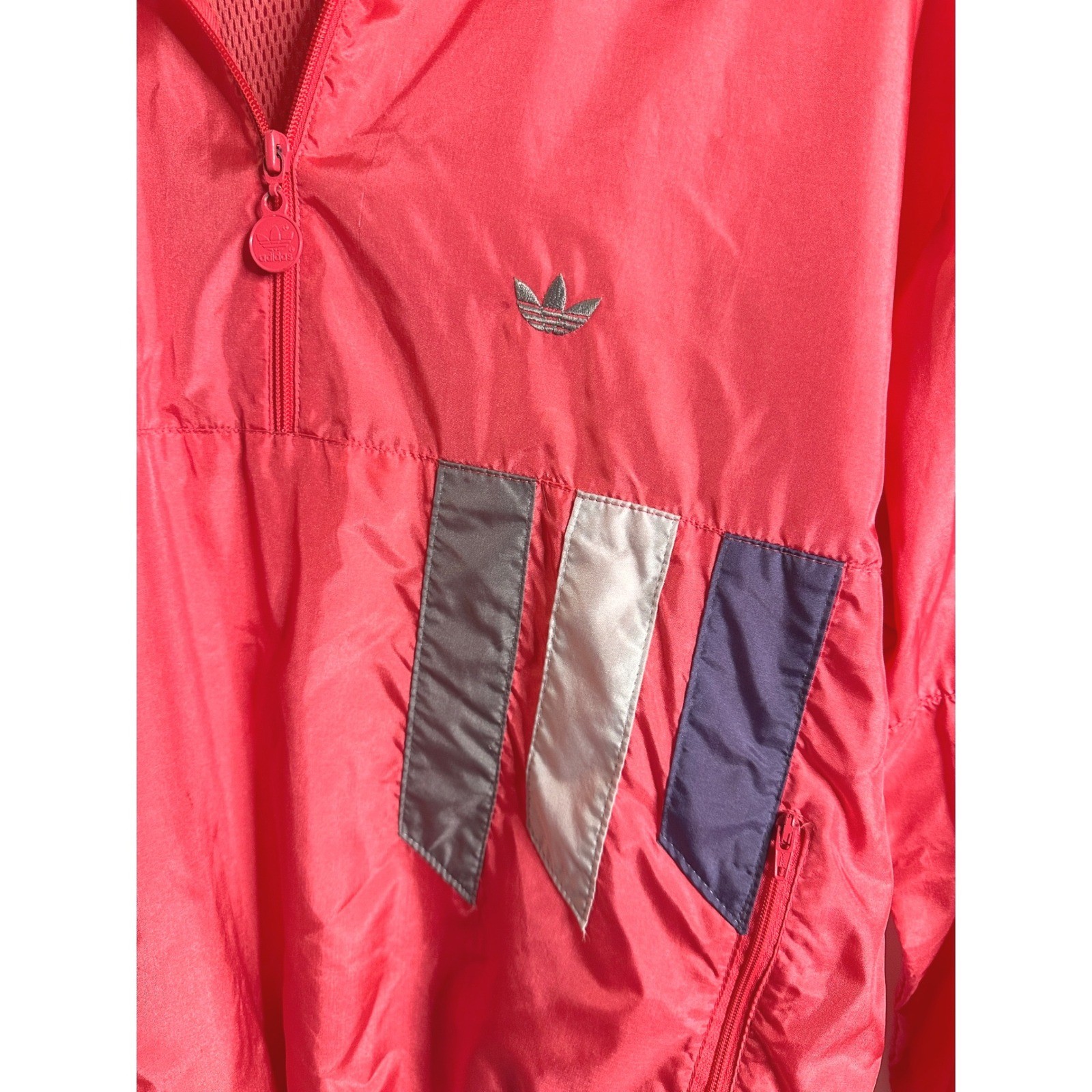 VTG ADIDAS Sz M Vintage 90s Trefoil Unisex Pink Colorblock Half Zip Windbreaker
