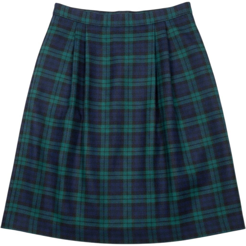 Vintage David Brooks Plaid Worsted Wool Blend Pencil Skirt Navy Green Lined 12