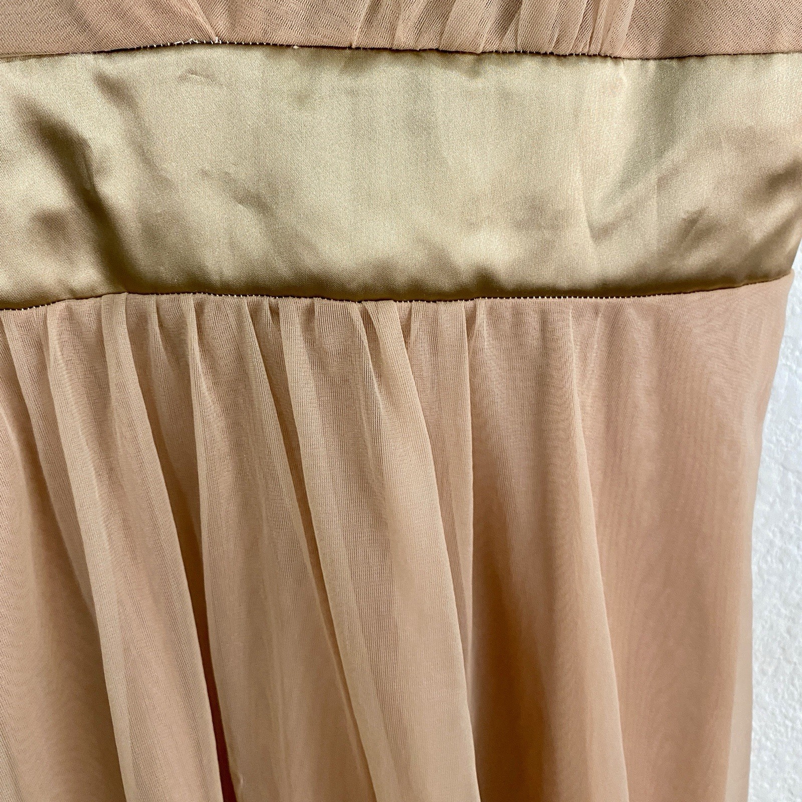 Vintage Gossard Artemis Chiffon Nightgown Peach Nude Empire Waist Small