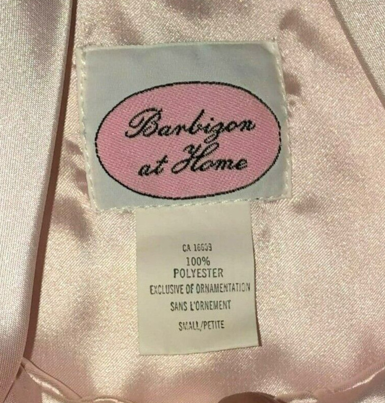 NWOT Vtg Pink Satin Robe Size S Barbizon Full Length Quilted Collar Bow Womens