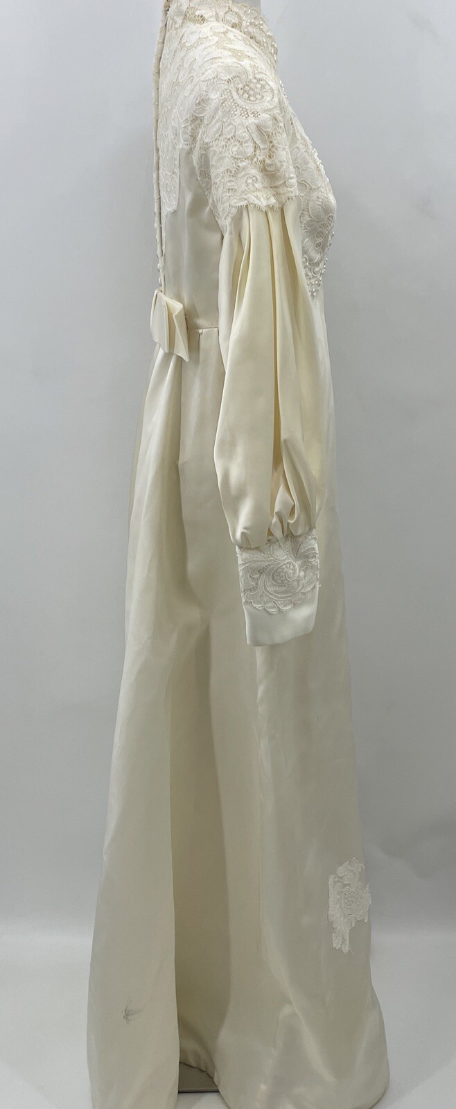 1950s Vtg Edythe Vincent Alfred Angelo Ivory Lace Long Sleeve Wedding Dress