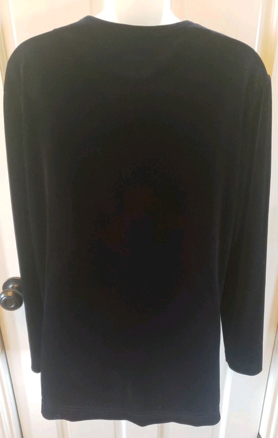 VINTAGE JOAN LESLIE LADIES BLACK FLORAL TEXTURED VELVET TOP CARDIGAN LAYERED MED