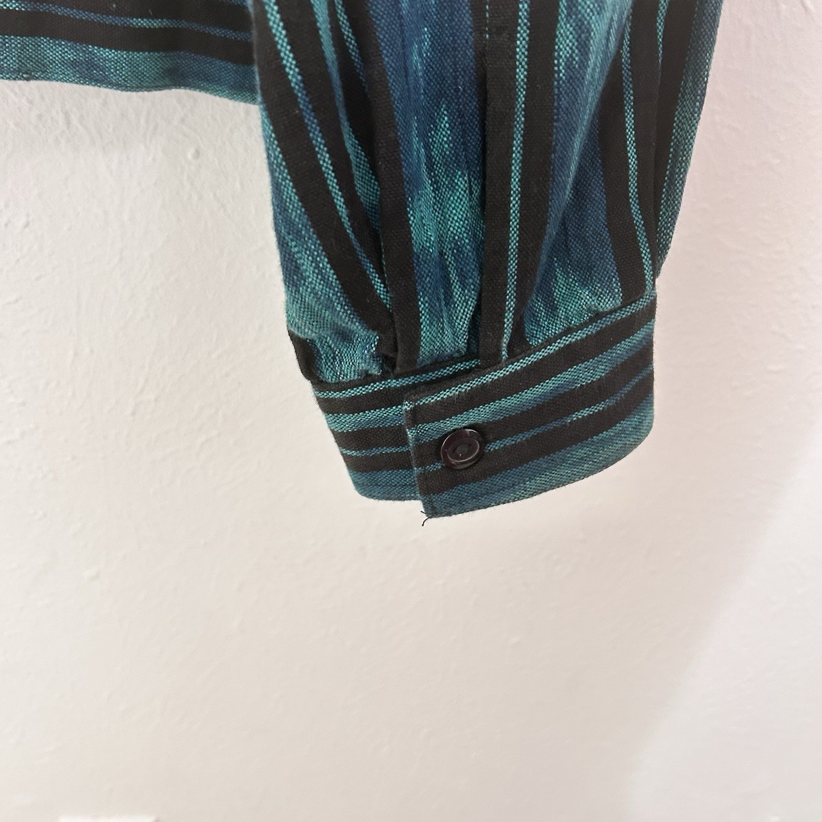 Vintage 80s Teal Blue Striped Cropped Jacket Size XL Colorful Western Southwest