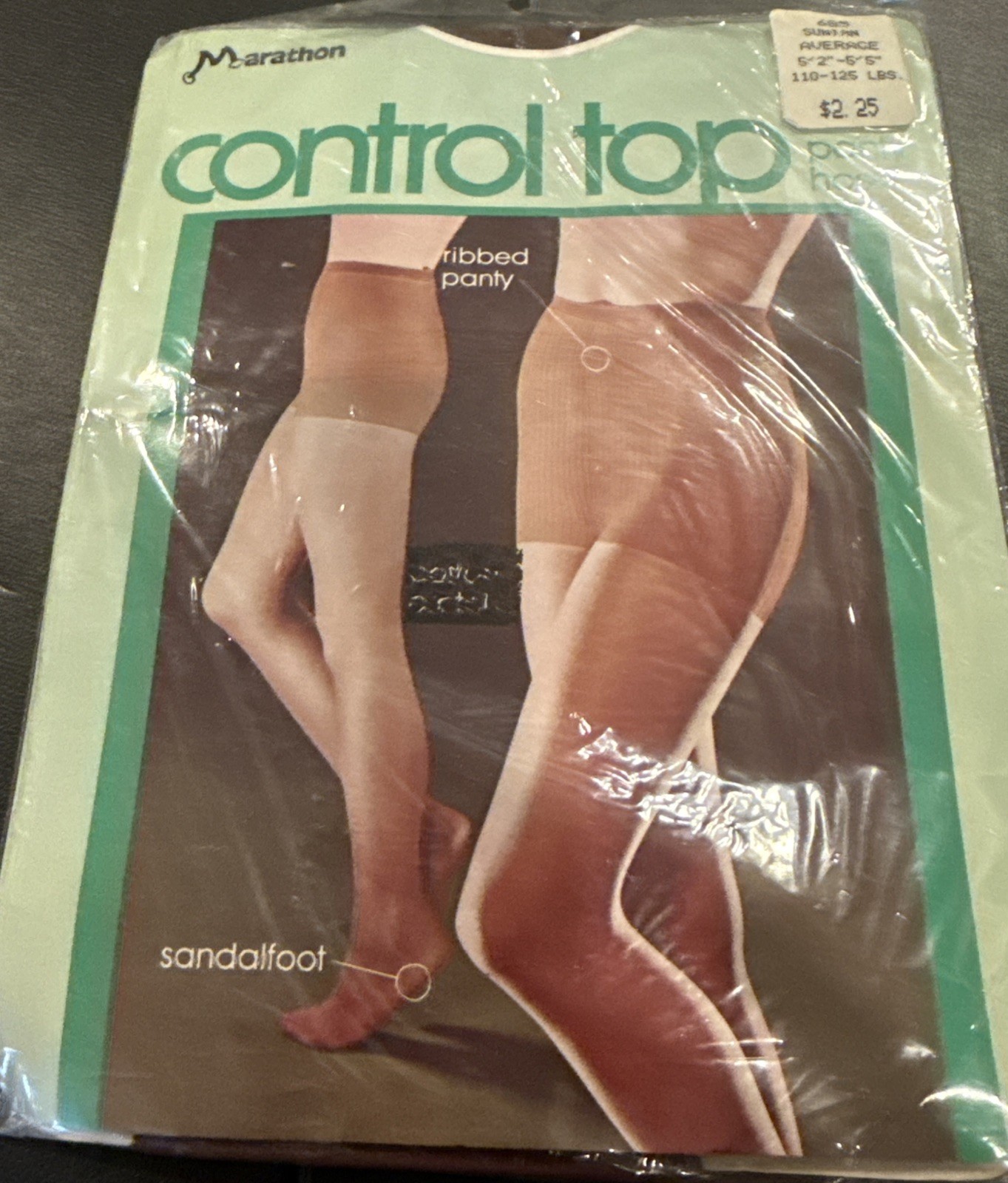Marathon Suntan Average Pantyhose Hoisery Vintage USA Control Top NEW