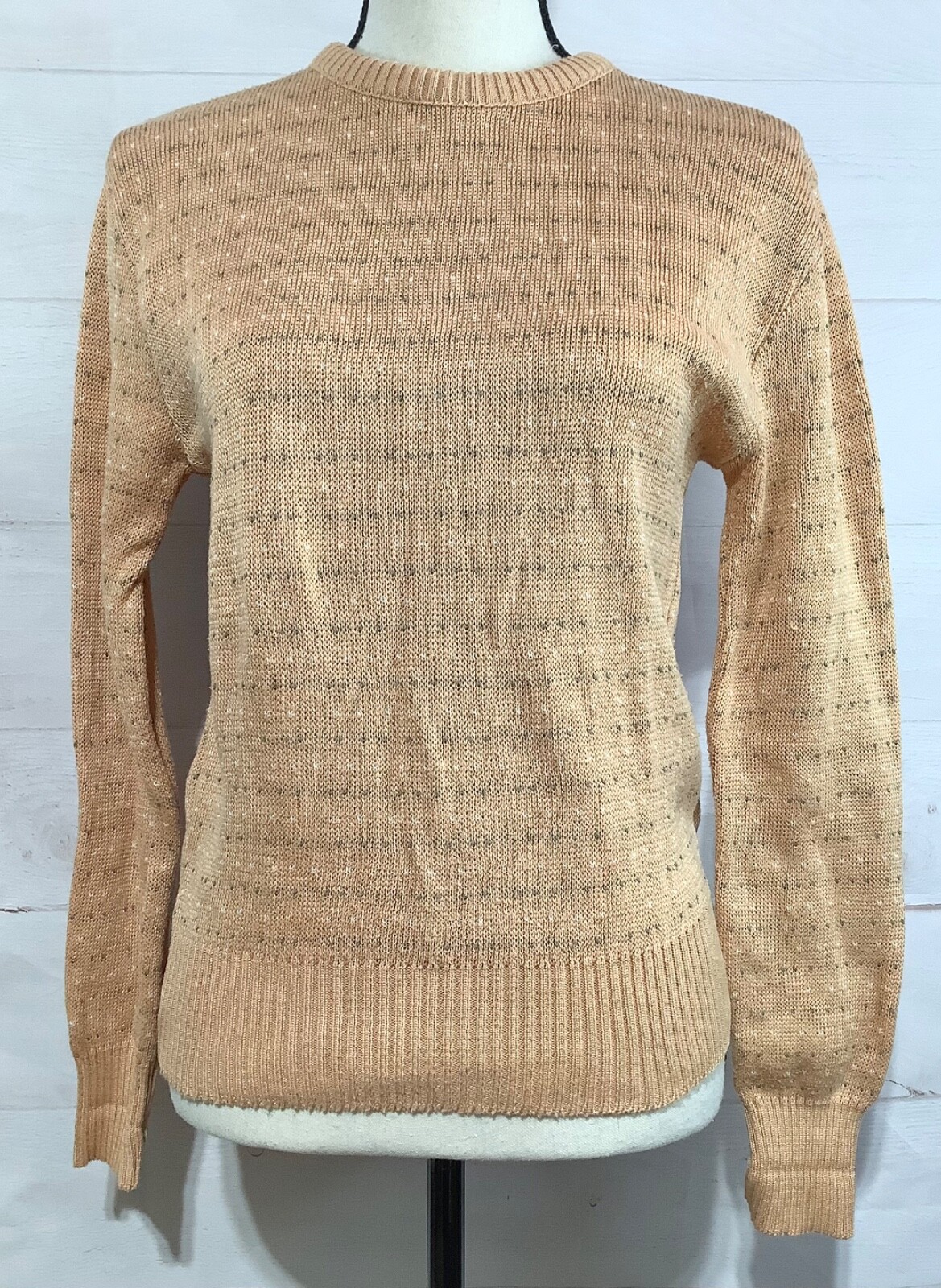 VINTAGE sz L MARSHALL FIELD’S The Country Shop peach pullover sweater 70’s 80’s