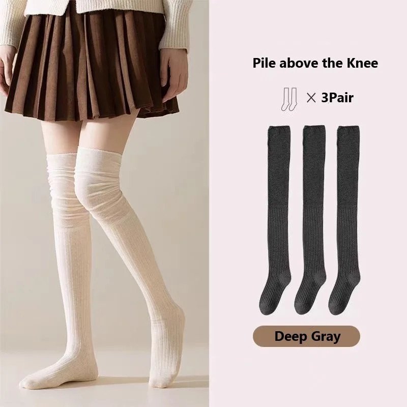 1/3P Women Long Socks Boot Solid Thigh Stocking Skinny Casual Cotton Over Knee