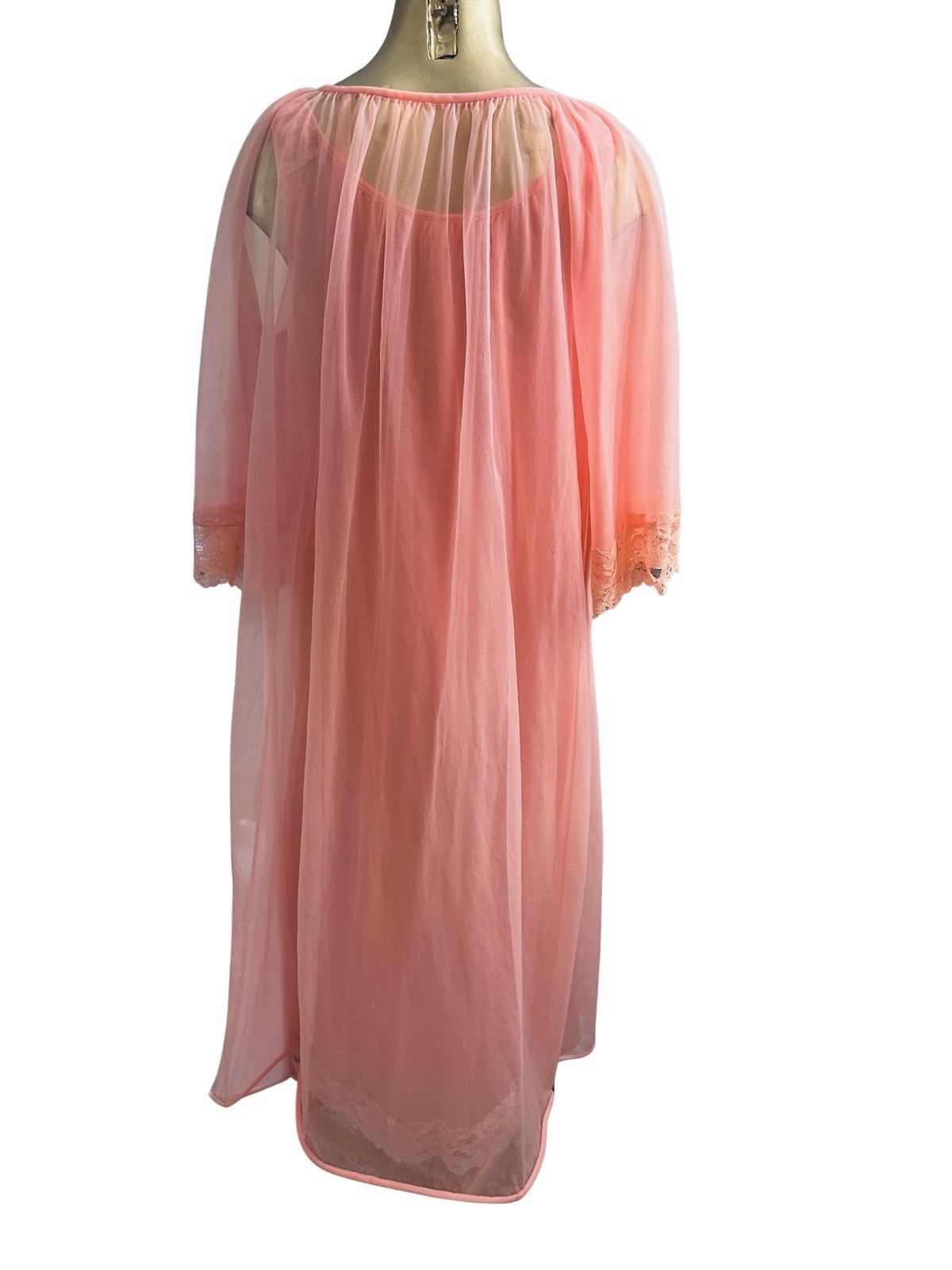 Deena of California Pink Chiffon Maxi Peignoir Set – Medium- Vintage 1960s