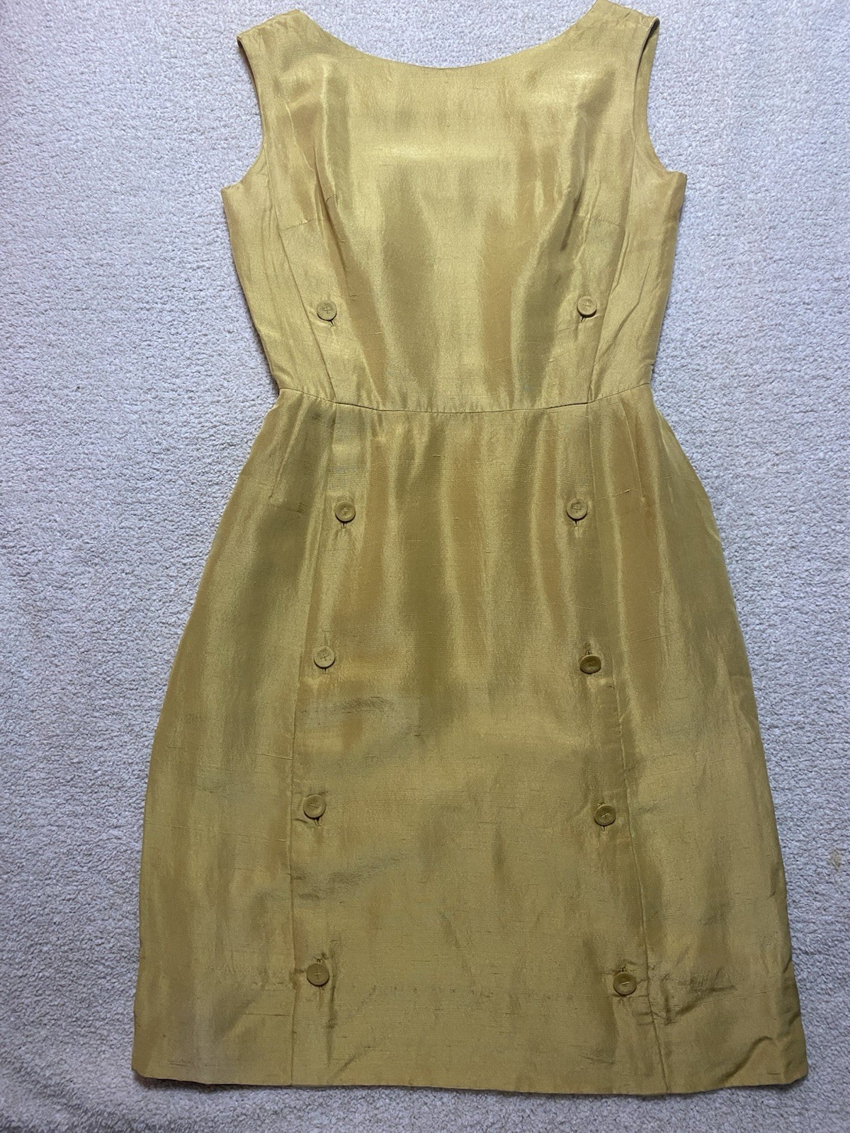 Vintage Dynasty Silk Dress 1950s British Colony Of Hong Kong Yellow Gold