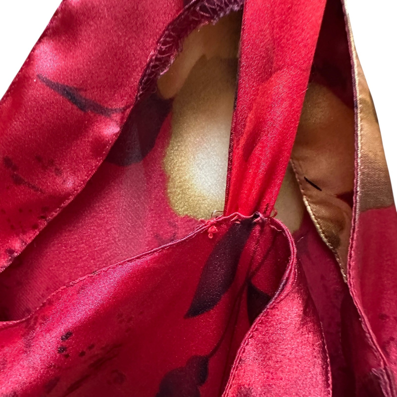 Vintage Inner Most Nightgown & Robe Red Floral Long Classic Romantic Feminine M