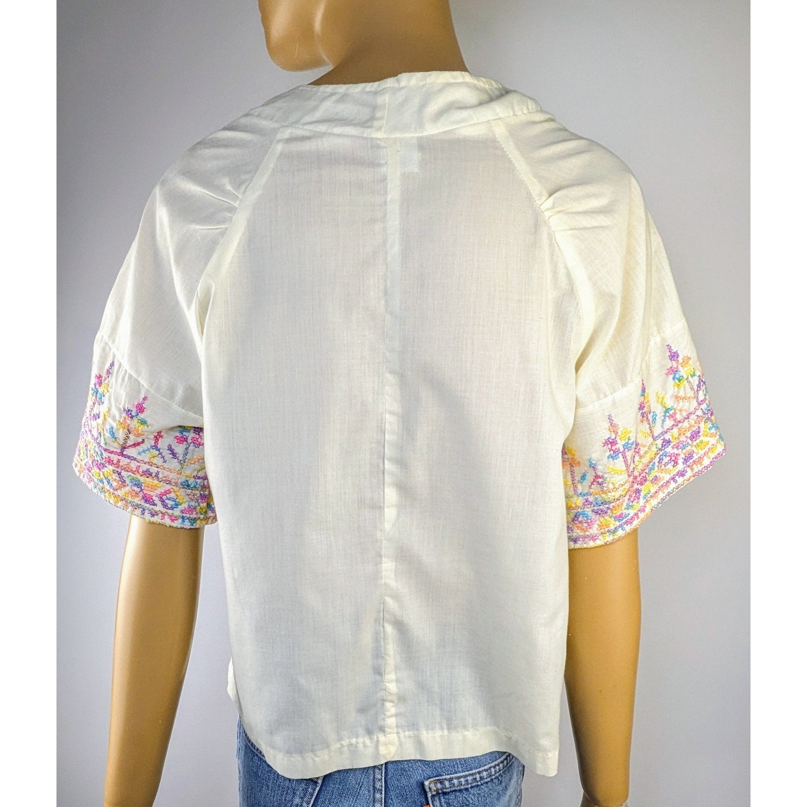 Spare Parts California vintage embroidered cotton top 70s hippie blouse pockets