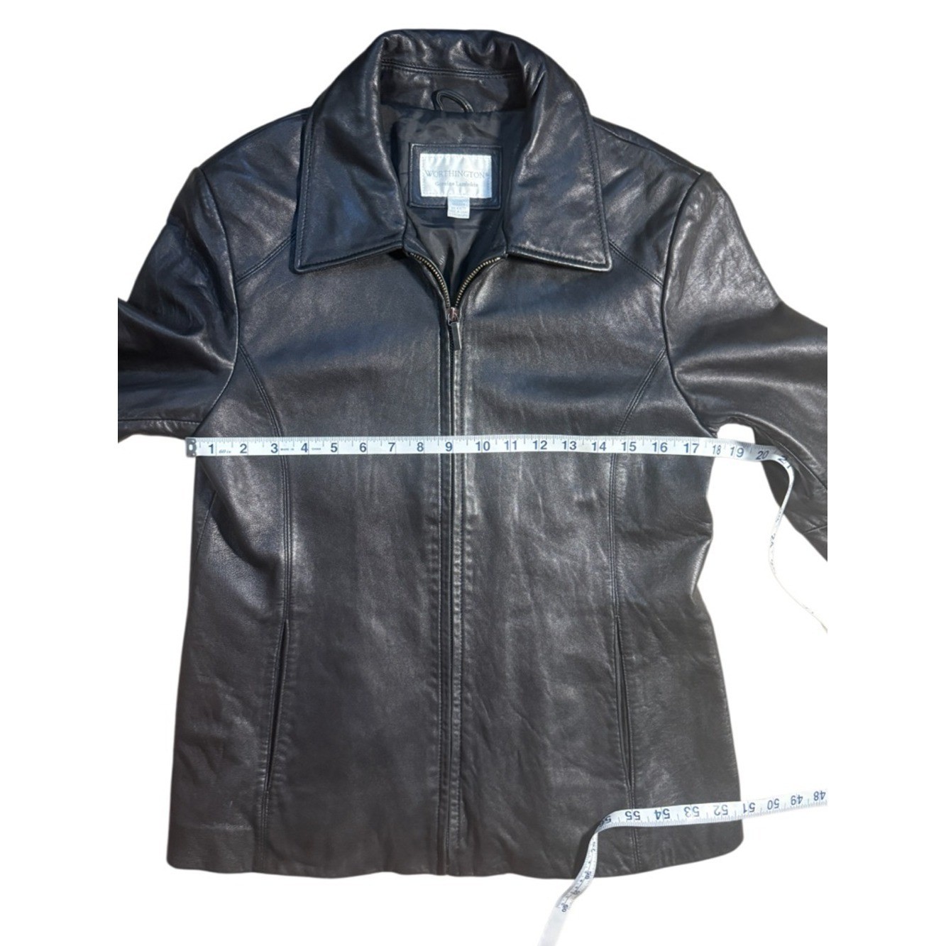 Vintage Worthington Black Genuine Lambskin Leather Jacket M 90s Minimalist