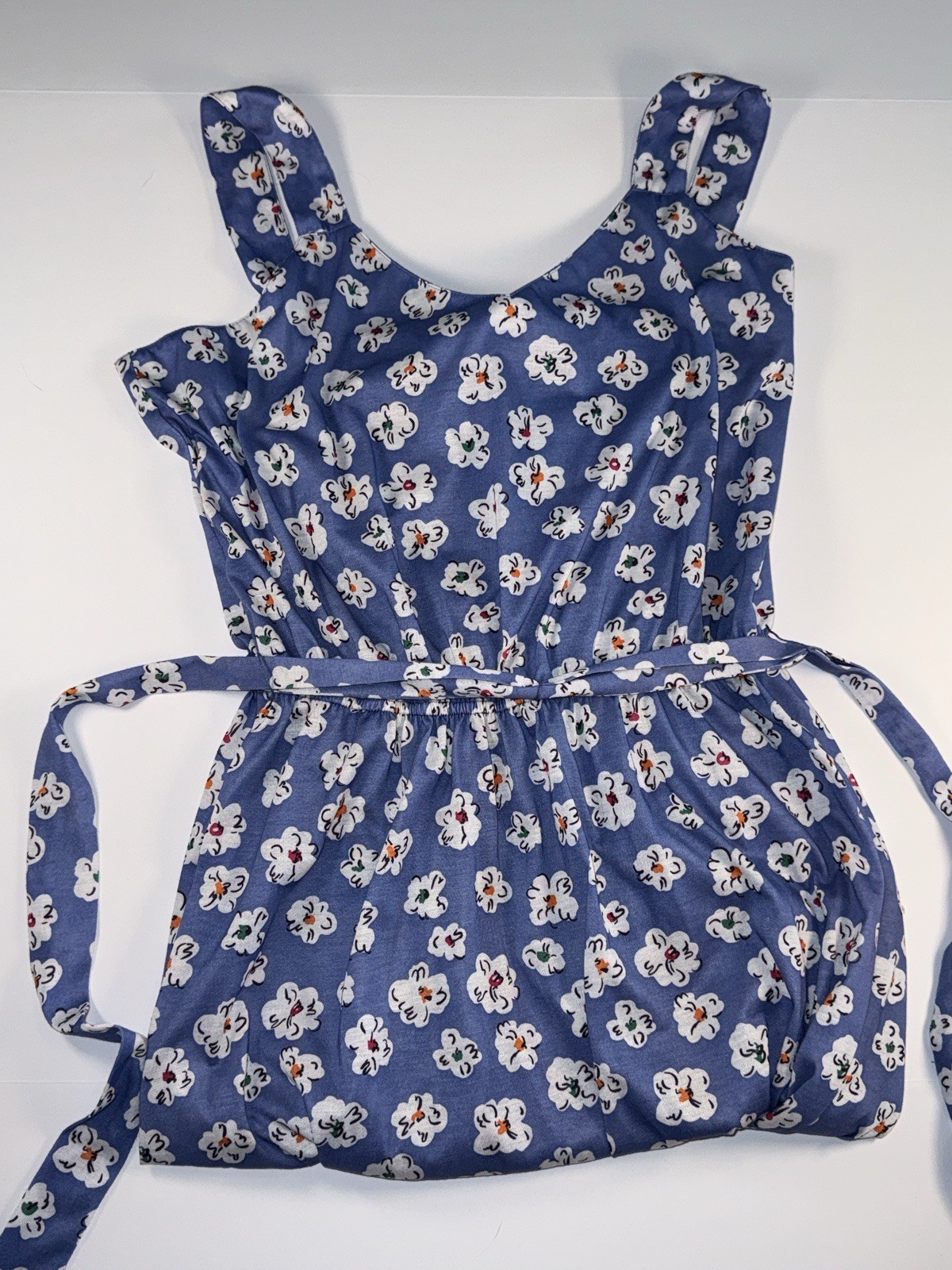 Vintage Dress Size 12 Darian Blue With Colorful Flowers Cinch Waist Floral 90’s