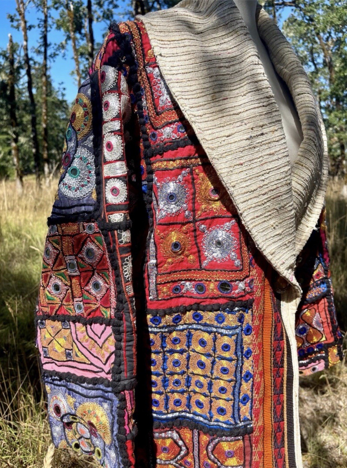 Banjara Indian Patchwork Mirrorwork Silk Colorful Rock n Roll Festival Jacket