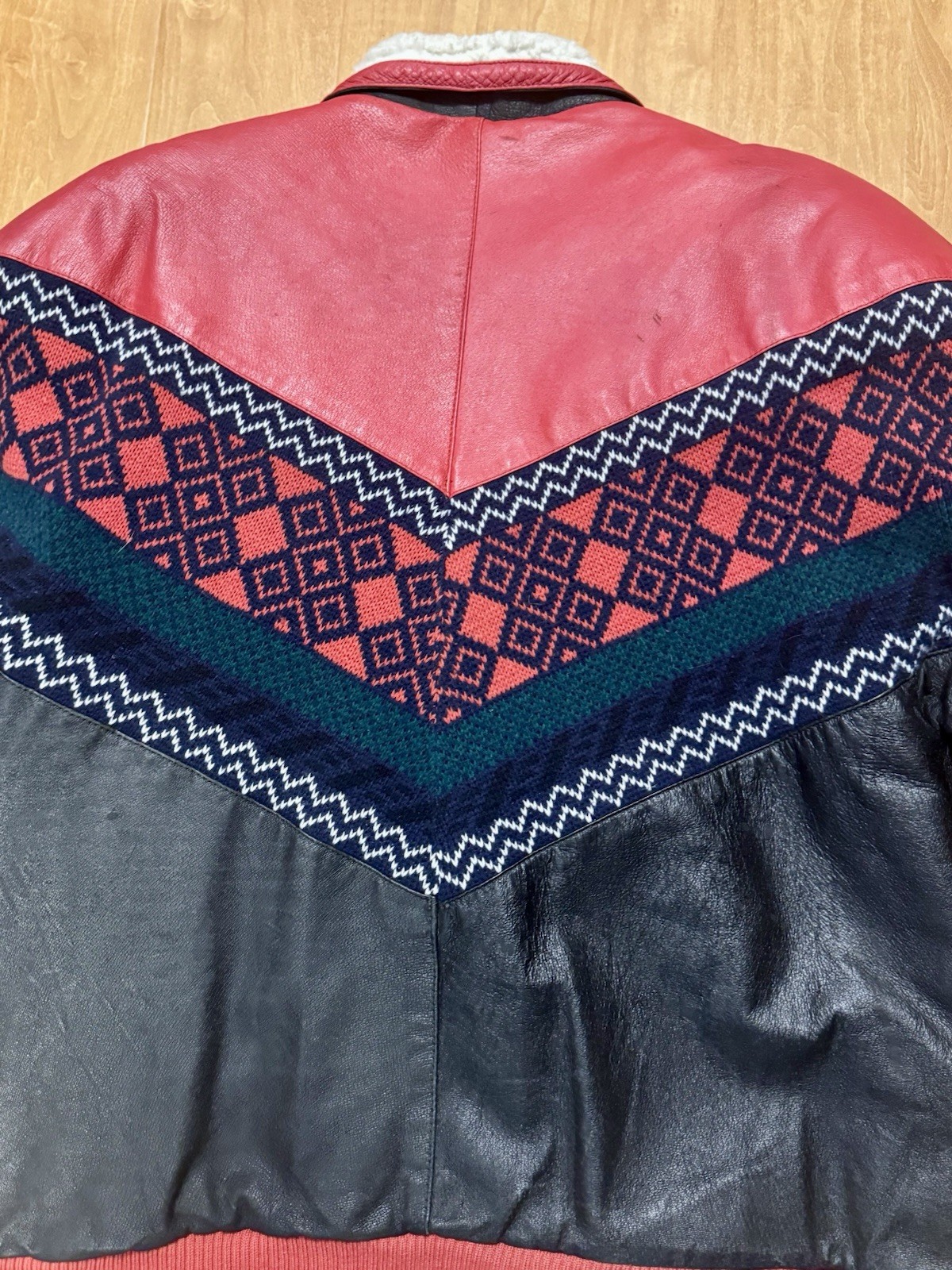 Vintage 90s IZZI Leather Lined Jacket Mixed Pattern/Color Sz. M