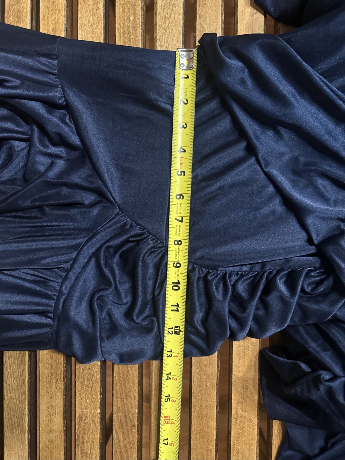VTG 80’s Filigree Ltd Blue Ruched Midi Dress USA Style 8042 Size S?