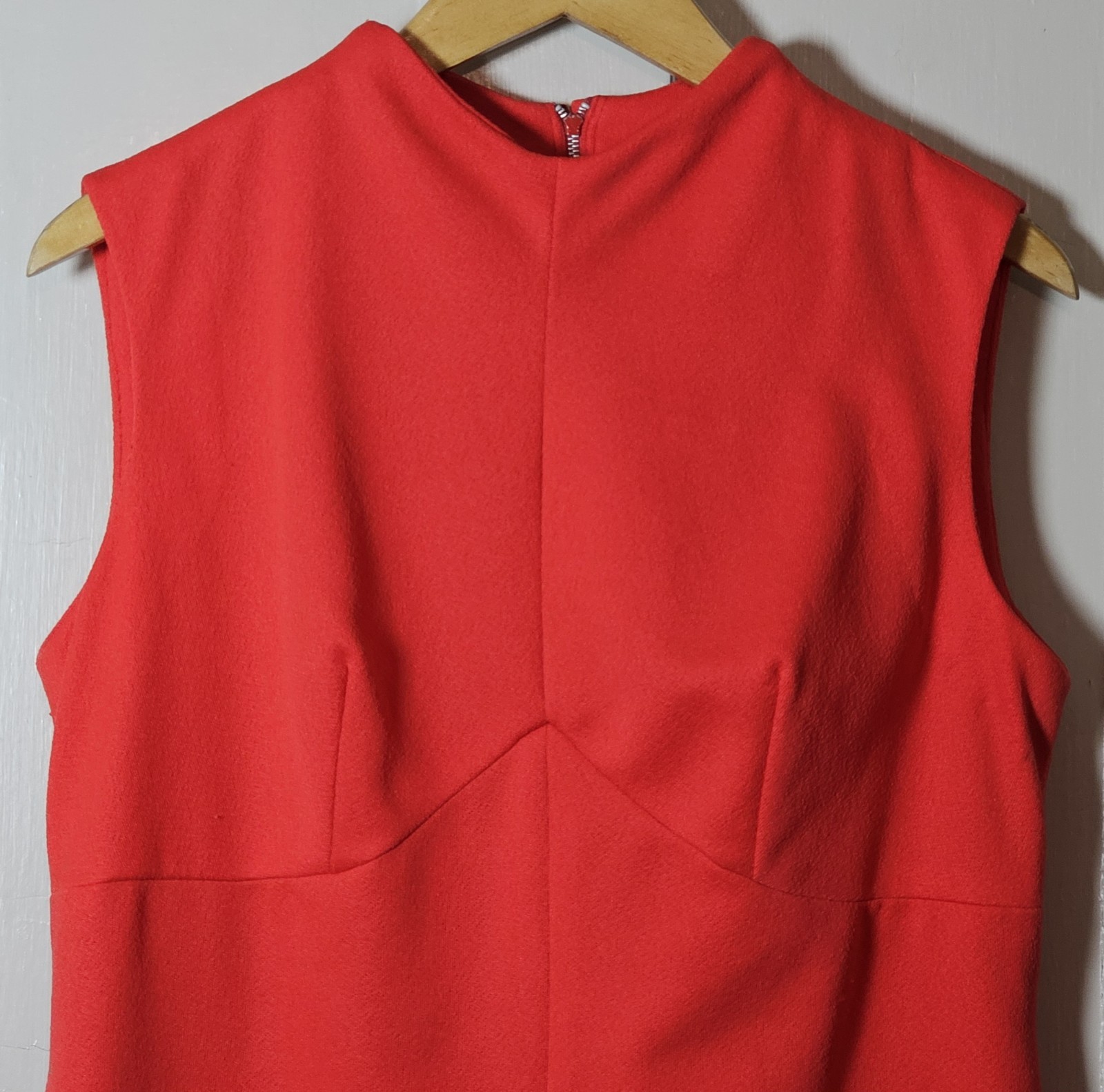 VTG 70’s Polyester Dress Size S/M 39″Chest Coral Orange Sleeveless Unionmade USA