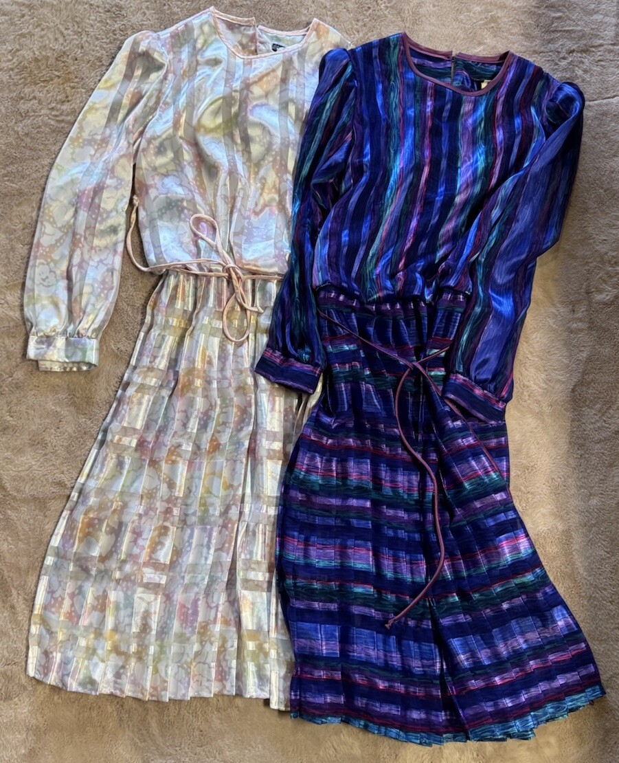 Vintage Lisa Michaels Midi Dress Formal Dress Sz 14 Polyester Lot Of 2 Dresses