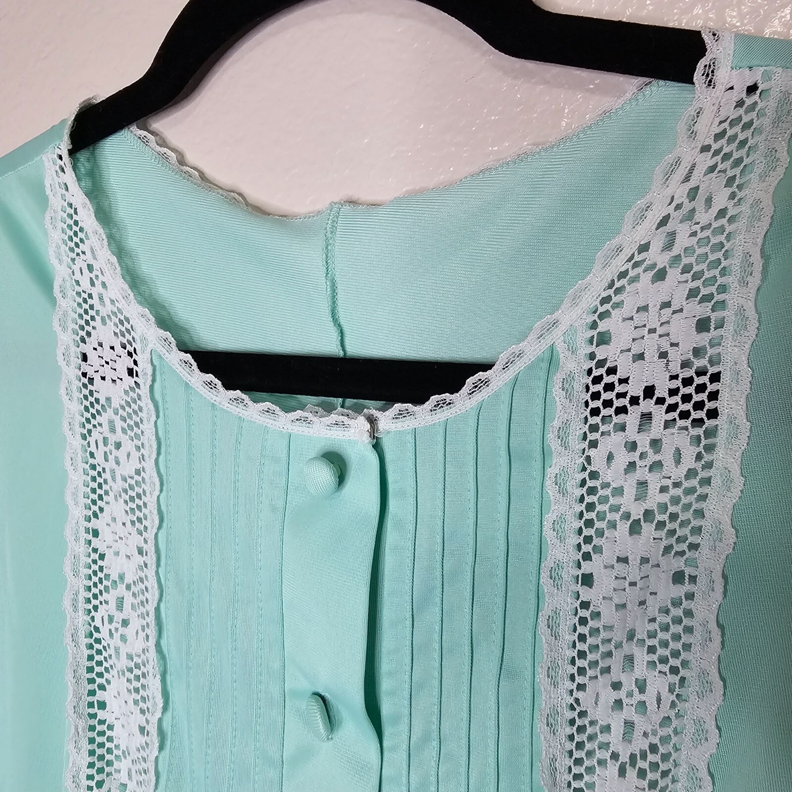 Vintage 70s JC Penney Gaymode Sleeveless Mint Green Long Night Gown Style 6206