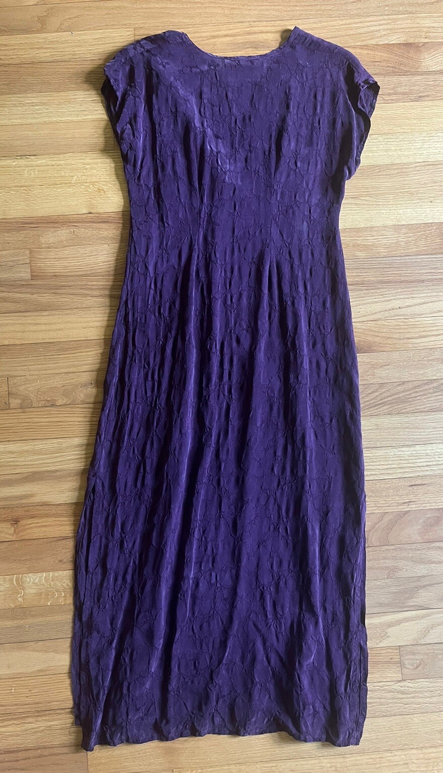 Ms. Emma Designs Handcrafted Sheath Dress Purple Textured Rayon Empire Waist M