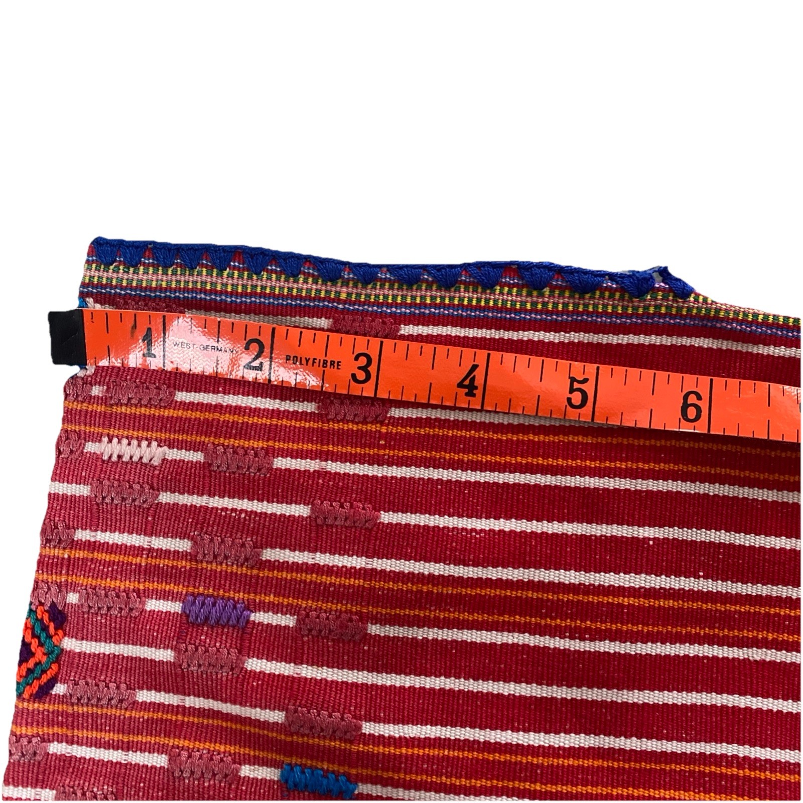 Vintage Guatemalan Huipil Red Stripes & geometric Shapes hand woven OS Peasant